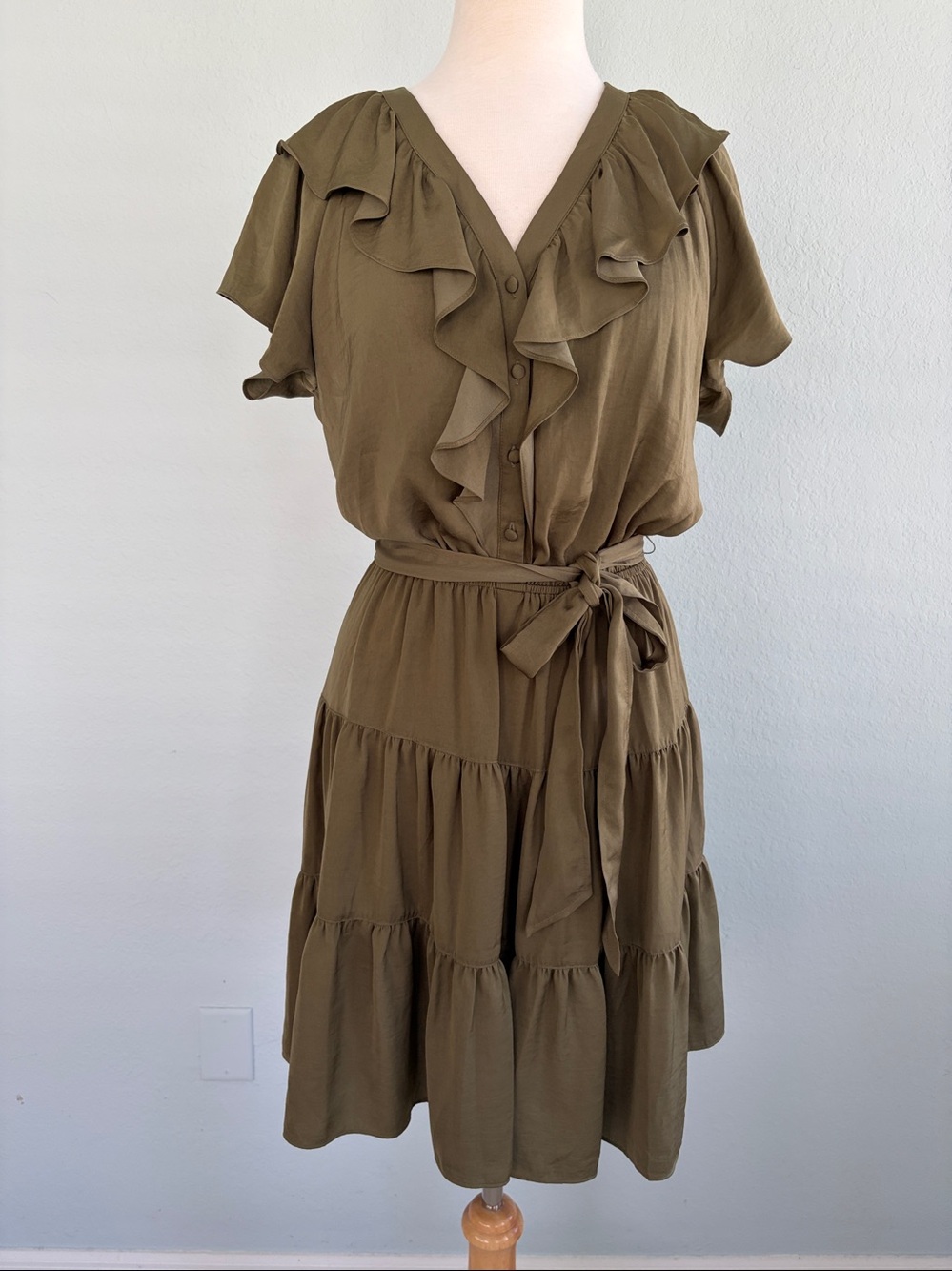 Lauren Ralph Lauren Black Label Satin Ruffle Tiered Dress - Picture 3 of 12